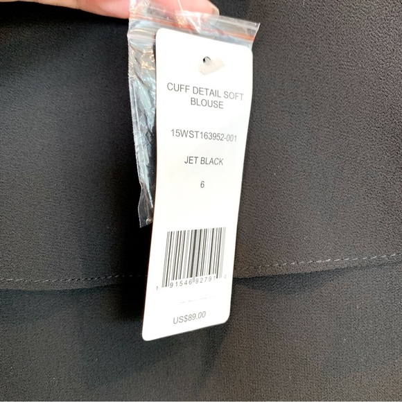 Bebe Black Asymmetrical Chiffon Cuff Detail Soft Blouse Top - Picture 11 of 12